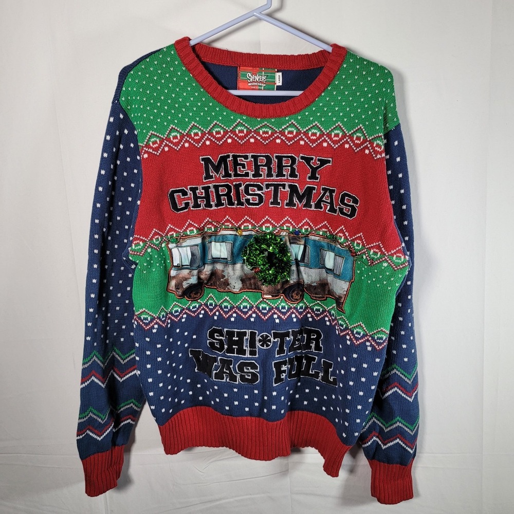 Spencers Gifts Workshop Ugly Christmas Vacation Sweater Lights Up